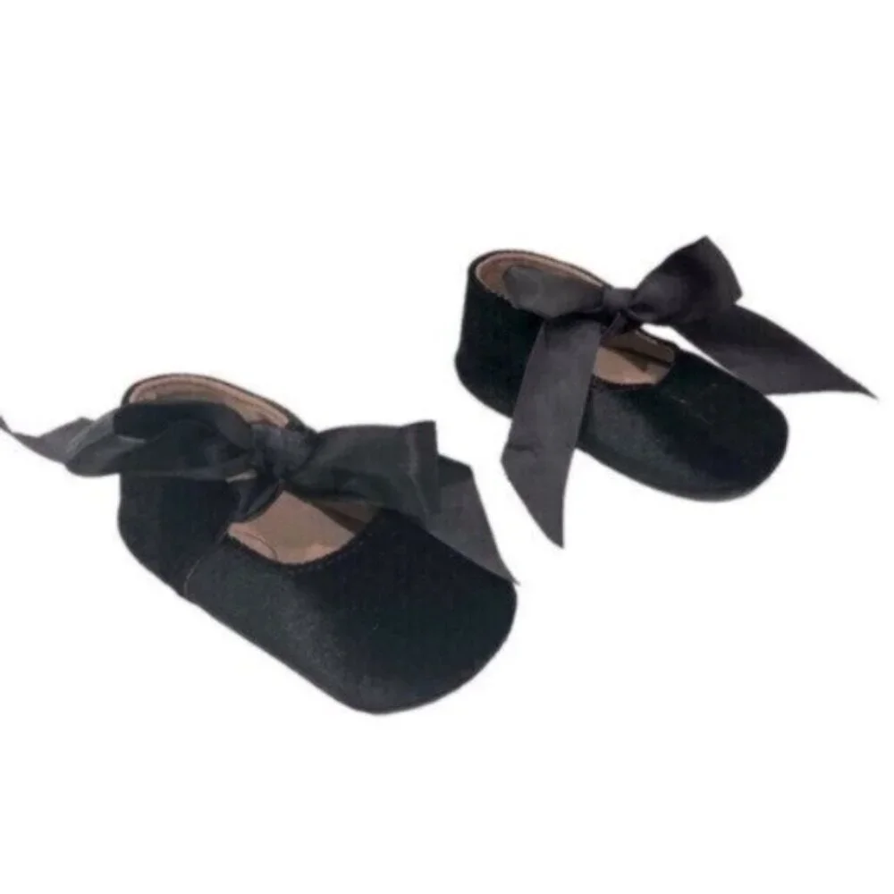 Ddbbrw Kids Baby Girl Black Bow Dressy Fancy Party Shoes Size 5